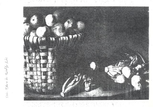 Anonimo — Pittore di Rodolfo Lodi - sec. XVII - Natura morta con cesto di mele e ortaggi — insieme